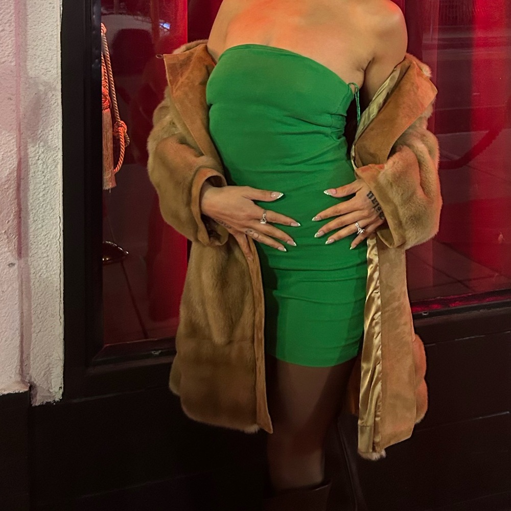 Zara Mini Green Strapless Dress